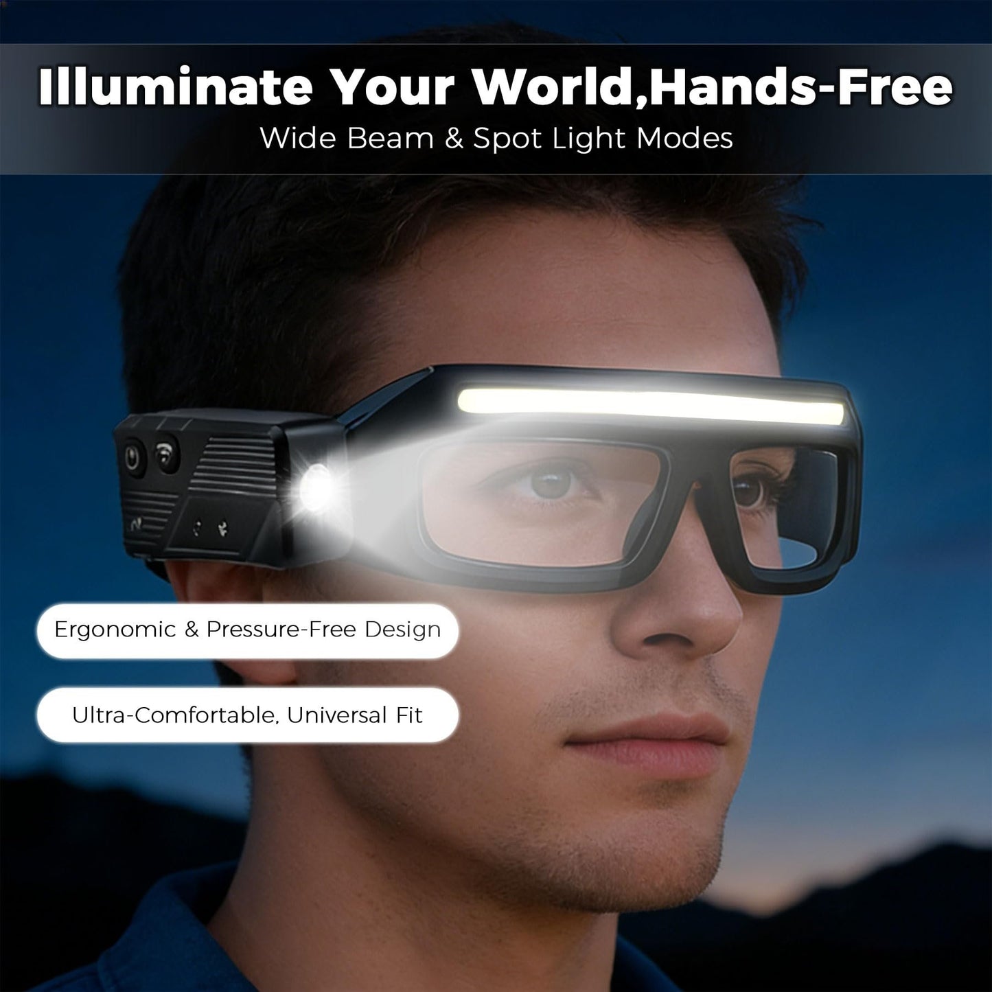 💡Last Day 59% Off - 👓LED Glasses Rechargeable Headlight with Motion Sensor and Touch Control