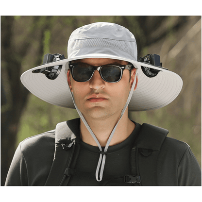 Wide Brim Solar Fan Outdoor Fishing Hat-Solar & USB Charging
