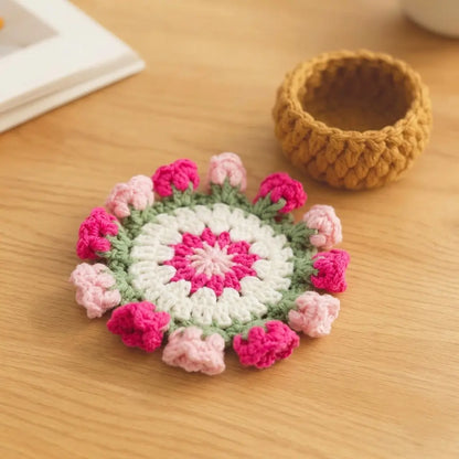 Handmade Crochet Flower Bouquet Coaster