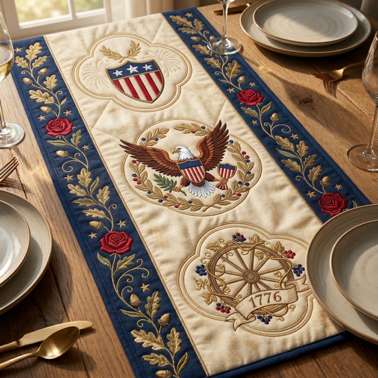💖 Patriotic Eagle & 1776 Wagon Wheel Special Offer - Elegant American Heritage Premium Table Runner for Everyday Dining Decor