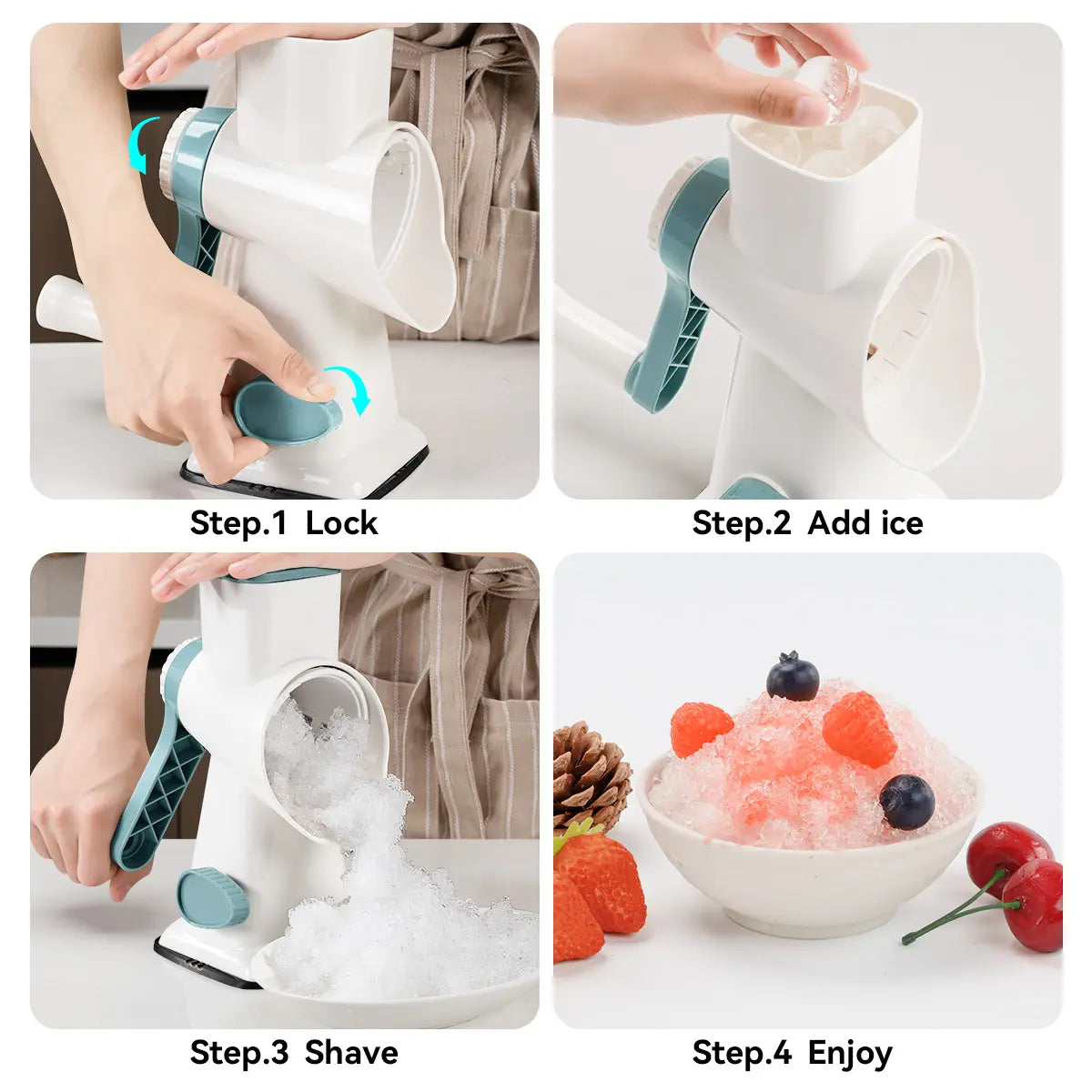 Premium Hand Crank Multi-Blade Plastic Modern Kitchen Gadget | Adaptable to Various Ice Cube Specifications for Shaving Needs