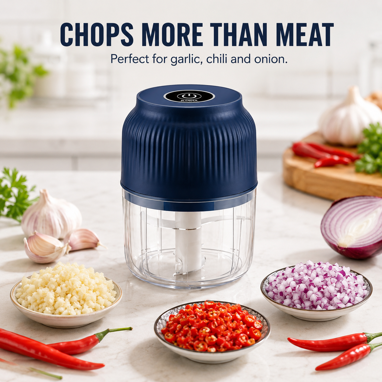 🥗⚡ Mini Electric Food Chopper – Fast 4-Blade Kitchen Grinder