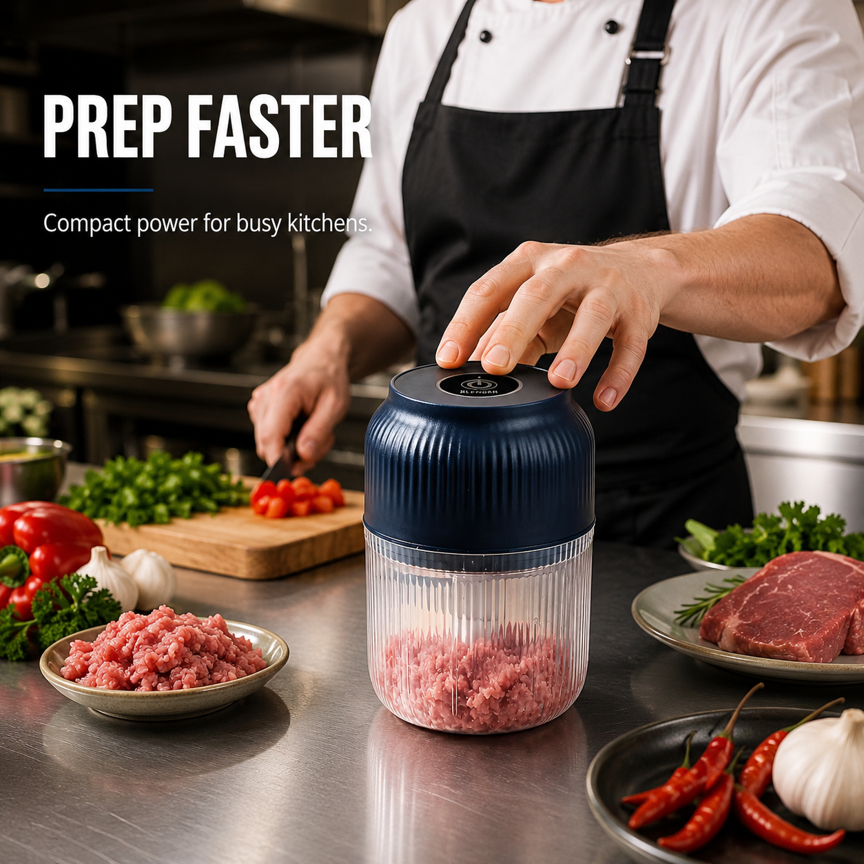 🥗⚡ Mini Electric Food Chopper – Fast 4-Blade Kitchen Grinder