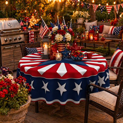 🔥Hot Sale 65% OFF🌟Patriotic Starburst Round Tablecloth