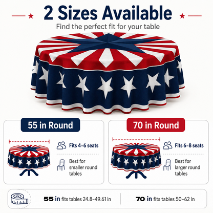 🔥Hot Sale 65% OFF🌟Patriotic Starburst Round Tablecloth