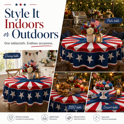 🔥Hot Sale 65% OFF🌟Patriotic Starburst Round Tablecloth