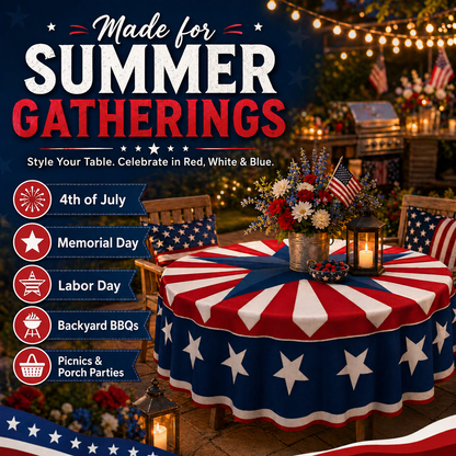 🔥Hot Sale 65% OFF🌟Patriotic Starburst Round Tablecloth