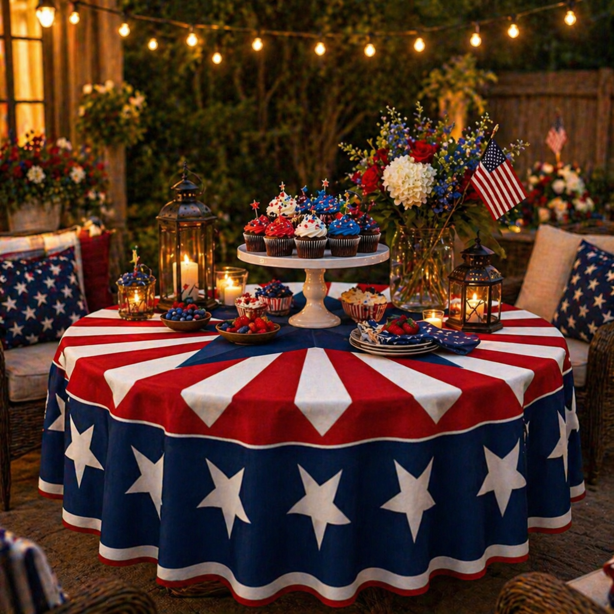 🔥Hot Sale 65% OFF🌟Patriotic Starburst Round Tablecloth