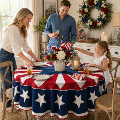 🔥Hot Sale 65% OFF🌟Patriotic Starburst Round Tablecloth