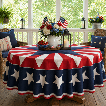 🔥Hot Sale 65% OFF🌟Patriotic Starburst Round Tablecloth