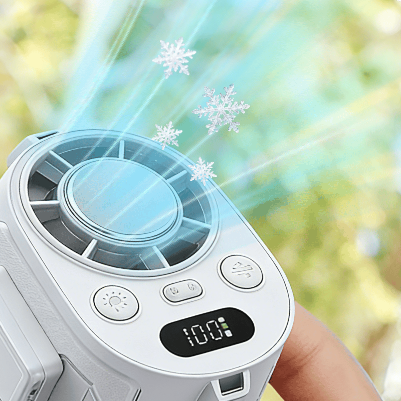 Portable Clip-On Waist Cooling Fan | Semiconductor Ice Cold Air, 6000mAh Rechargeable, 100 Speed Levels