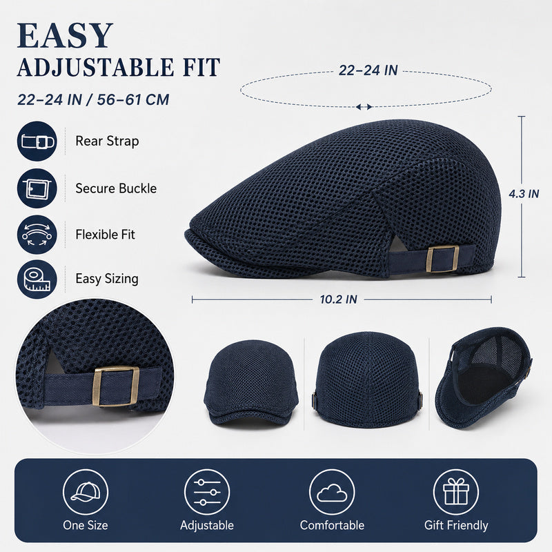 Lightweight Breathable Mesh Flat Cap | Style & Cool Comfort For Summer