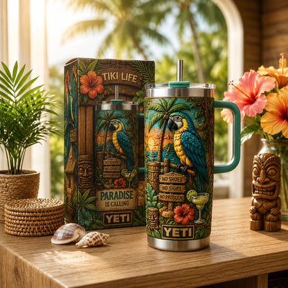 🌴 Yeki Life™ Tropical Paradise 30oz/40oz Tumbler – Bring Vacation Vibes Wherever You Go