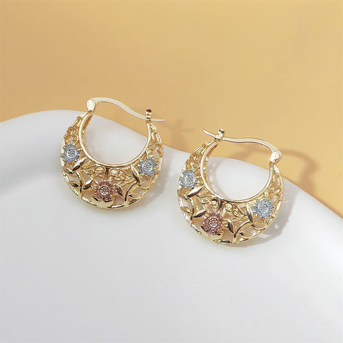 🔥LAST DAY 50% OFF🌸 Vintage Gold Flower Hoop Earrings