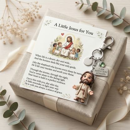 "A Little Jesus for You" -Comforting Pocket Reminder Keychain & Poem Card Gift Set 🌟🙏