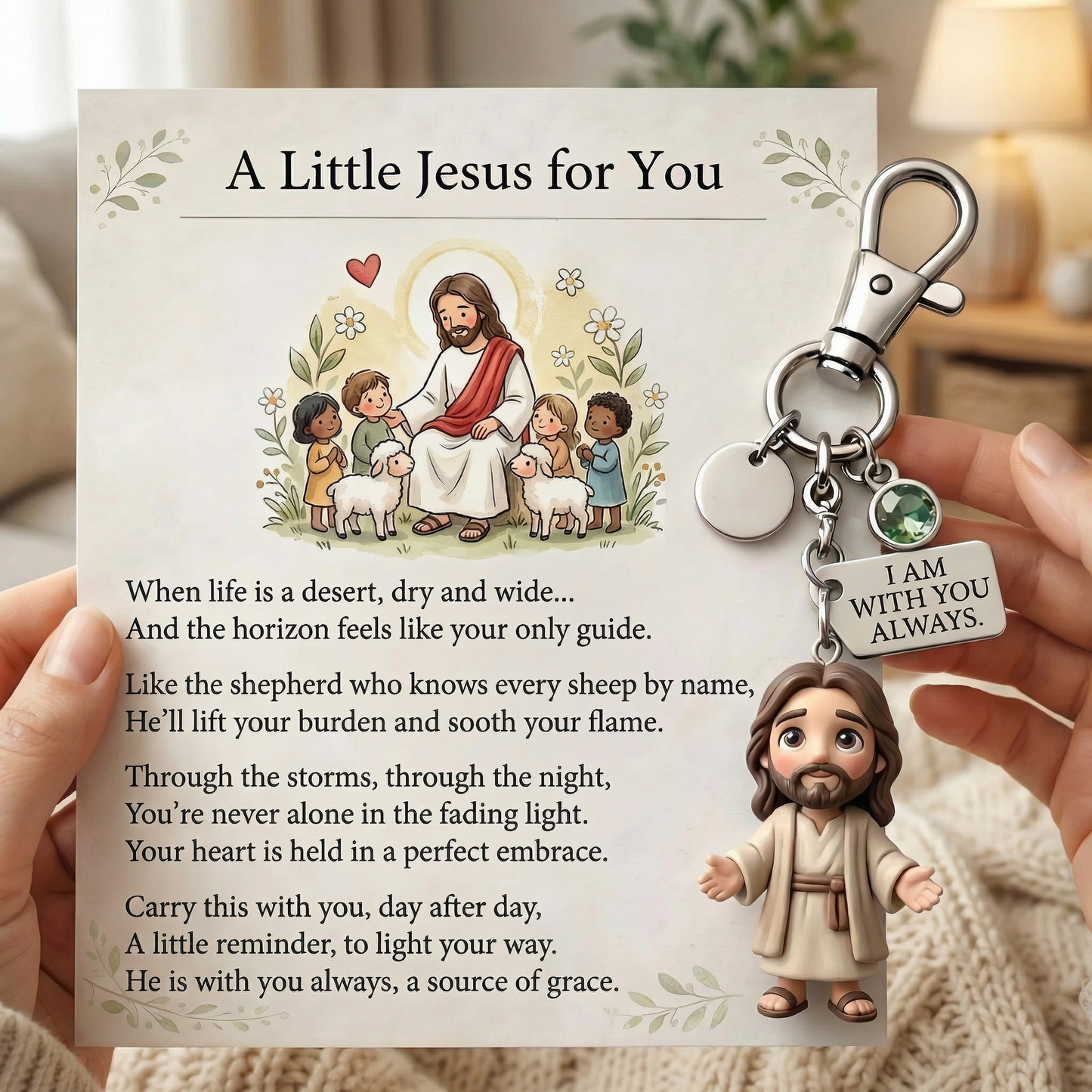 "A Little Jesus for You" -Comforting Pocket Reminder Keychain & Poem Card Gift Set 🌟🙏