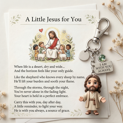 "A Little Jesus for You" -Comforting Pocket Reminder Keychain & Poem Card Gift Set 🌟🙏