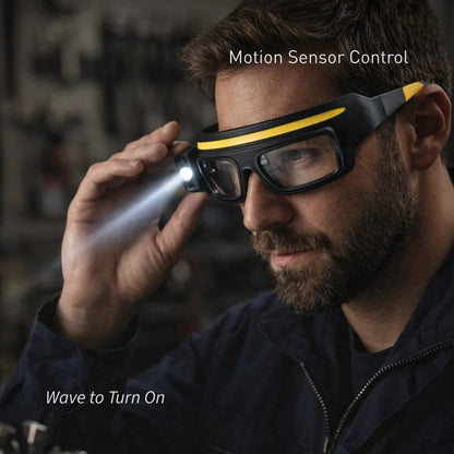 🔥Last Day 50% OFF🔦Motion Sensor LED Work Glasses | Flood+Spot Dual Lights・Hands-Free Control・Industrial Safety Gear