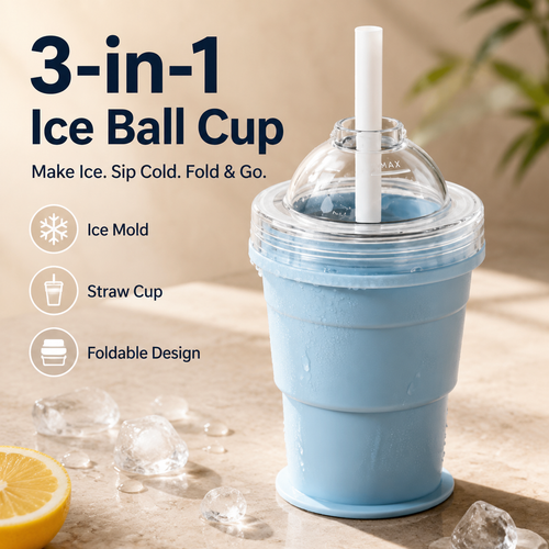 🧊✨ 3-in-1 Foldable Ice Ball Cup
