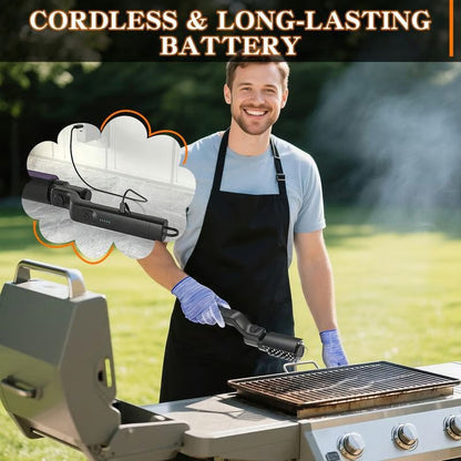 🔥Last Day Promotion-70% OFF 💥Electric BBQ Grill Brush Cordless and Rechargeable Stainless Steel Bristles,Two Cleaning Brushes,Adjustable Angle