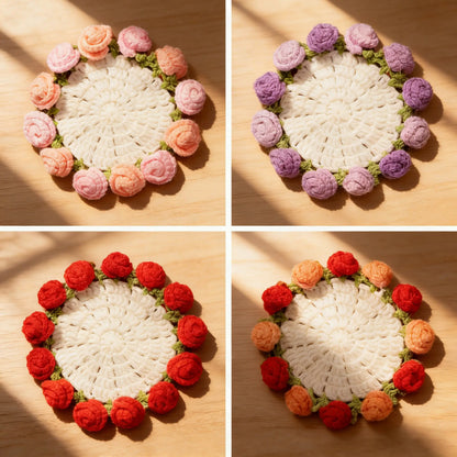 Handmade Crochet Flower Bouquet Coaster
