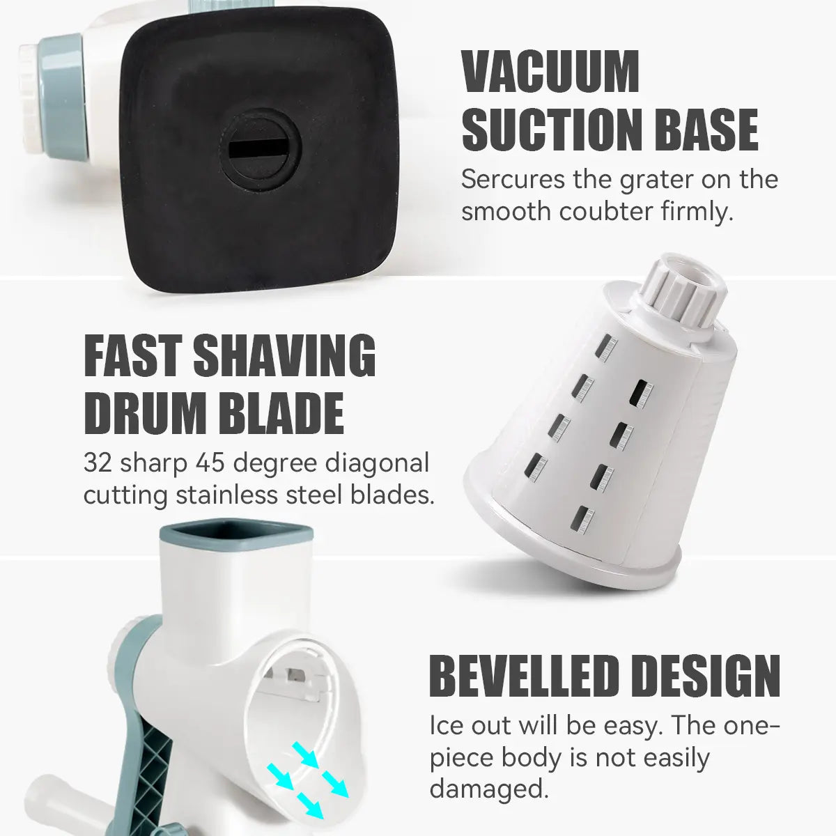 Premium Hand Crank Multi-Blade Plastic Modern Kitchen Gadget | Adaptable to Various Ice Cube Specifications for Shaving Needs