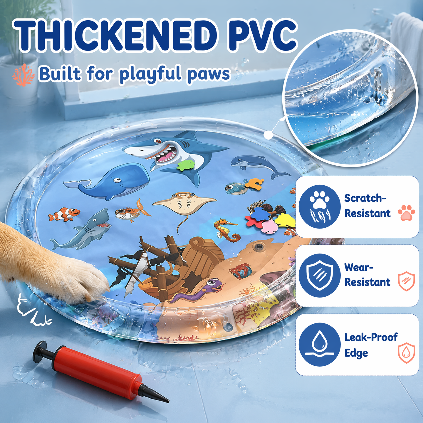 🔥Last Day 70% Off - 🐾 Splash Play™ Pet Water Sensory Mat Keep Your Pet Cool, Curious, and Happily Occupied All Summer Long! 🌊🐱🐶