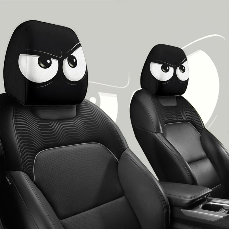 😆 Funny Cartoon Car Headrest Covers – 2PCS 2D Universal Fit 🚗