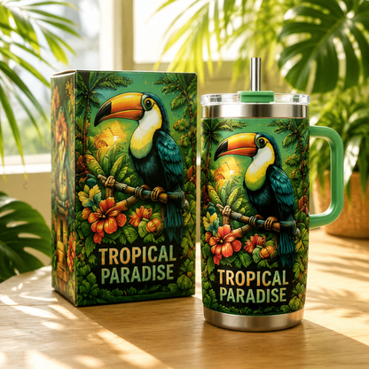 🌴 Yeki Life™ Tropical Paradise 30oz/40oz Tumbler – Bring Vacation Vibes Wherever You Go