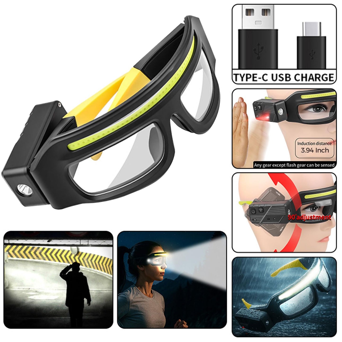 💡Last Day 59% Off - 👓LED Glasses Rechargeable Headlight with Motion Sensor and Touch Control