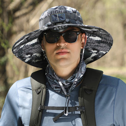 Wide Brim Solar Fan Outdoor Fishing Hat-Solar & USB Charging