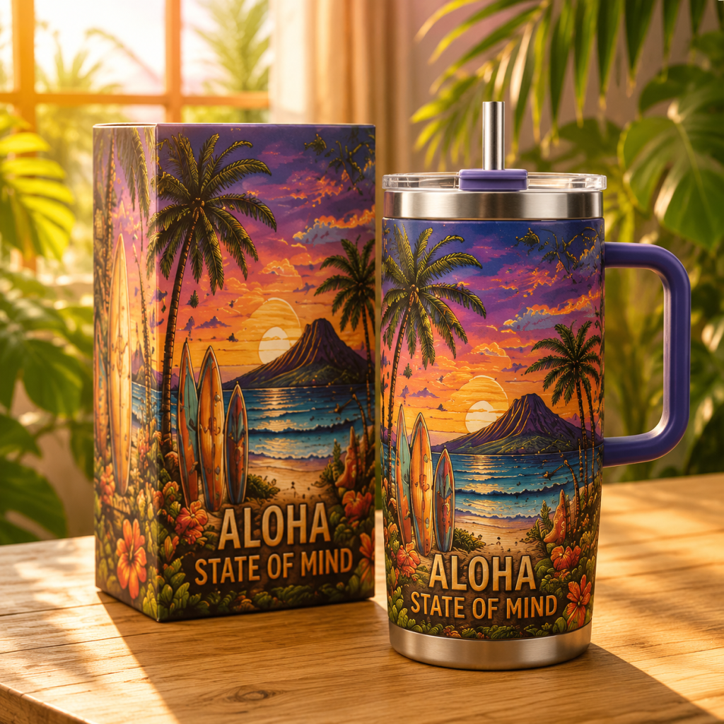 🌴 Yeki Life™ Tropical Paradise 30oz/40oz Tumbler – Bring Vacation Vibes Wherever You Go