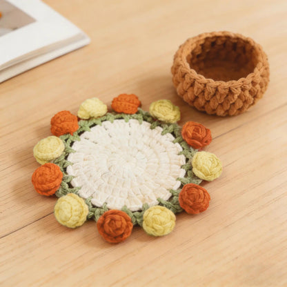 Handmade Crochet Flower Bouquet Coaster