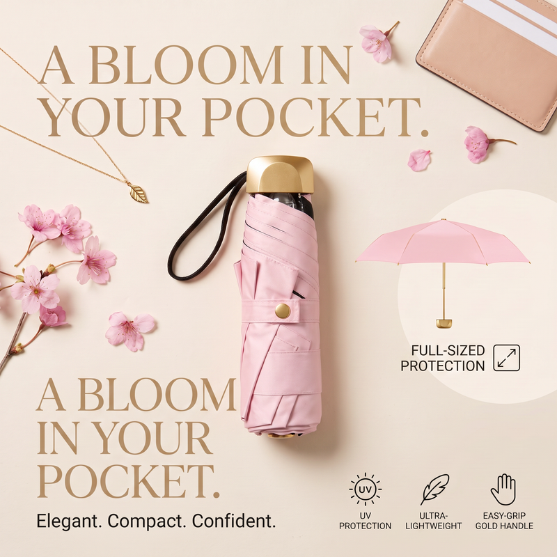 🔥 Last Day 50% Off ☂️ Dual‑Use Capsule Pocket Umbrella ☀️ UPF50+ Sun & Rain Windproof 5‑Fold Umbrella