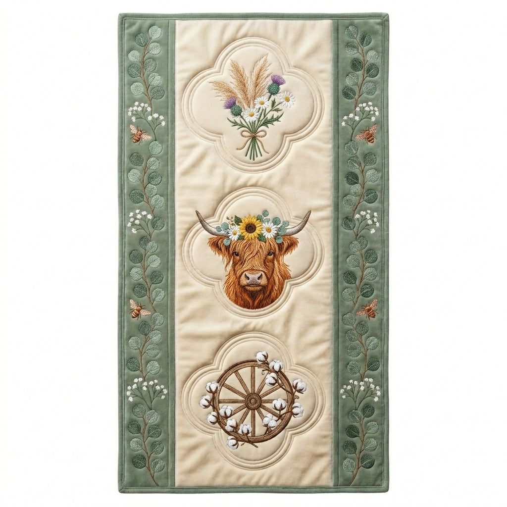 💖The Crowned Highland Cow Special Offer- Elegant Floral Premium Table Runner - Everyday Dining & Decor