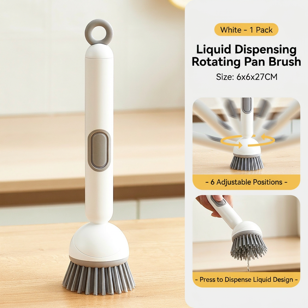 🔥Last Day 50% OFF🧼Liquid Dispensing Pan Brush | Rotatable 6 Angles・Press Soap Design・Labor-Saving Clean
