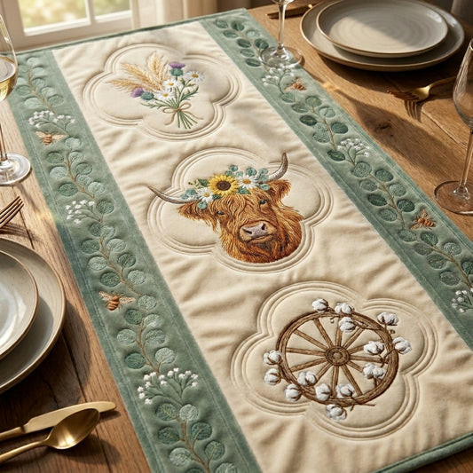 💖The Crowned Highland Cow Special Offer- Elegant Floral Premium Table Runner - Everyday Dining & Decor