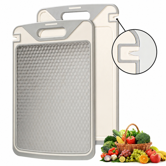 2-in-1 Stainless Steel & Non-Toxic PP Cutting Board