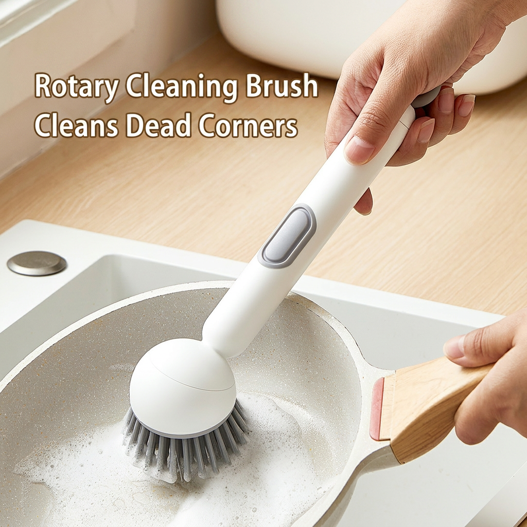🔥Last Day 50% OFF🧼Liquid Dispensing Pan Brush | Rotatable 6 Angles・Press Soap Design・Labor-Saving Clean
