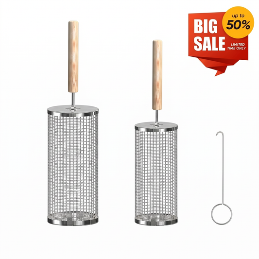 2PCS Rolling Grill Baskets Set