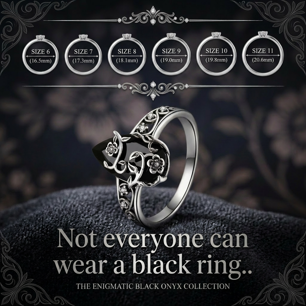 🌒Enigmatic Black Onyx Vine Filigree Ring