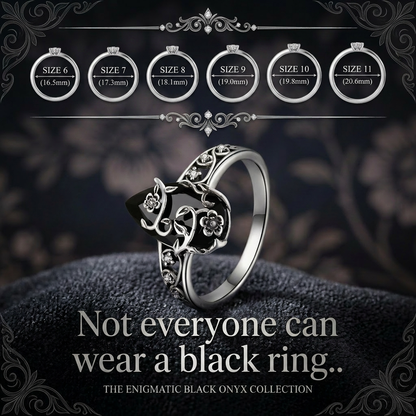 🌒Enigmatic Black Onyx Vine Filigree Ring