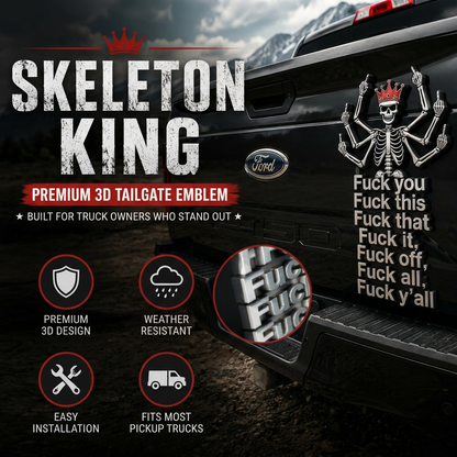 The F*ck Off Skeleton 3D Truck Emblem – Premium Tailgate Decor for Pickup Trucks
