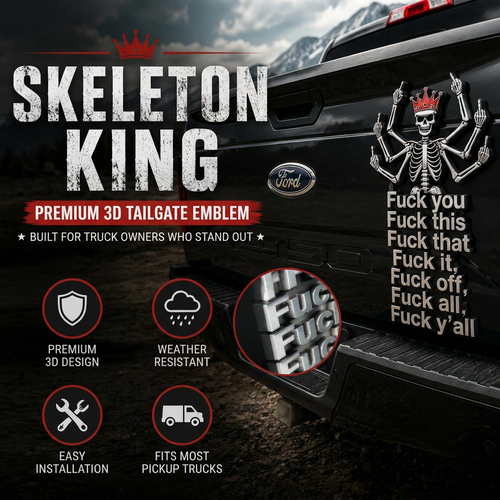 The F*ck Off Skeleton 3D Truck Emblem – Premium Tailgate Decor for Pickup Trucks