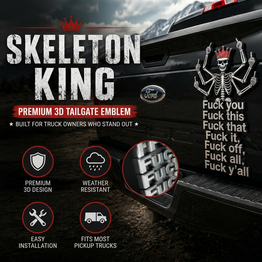 The F*ck Off Skeleton 3D Truck Emblem – Premium Tailgate Decor for Pickup Trucks
