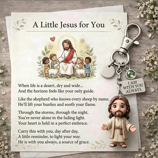 "A Little Jesus for You" -Comforting Pocket Reminder Keychain & Poem Card Gift Set 🌟🙏