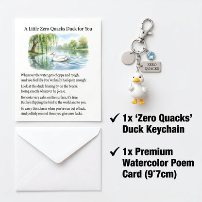"Zero Quacks Given" Middle Finger Duck Keychain & Poem Card Set - The Ultimate Cheeky Gift!