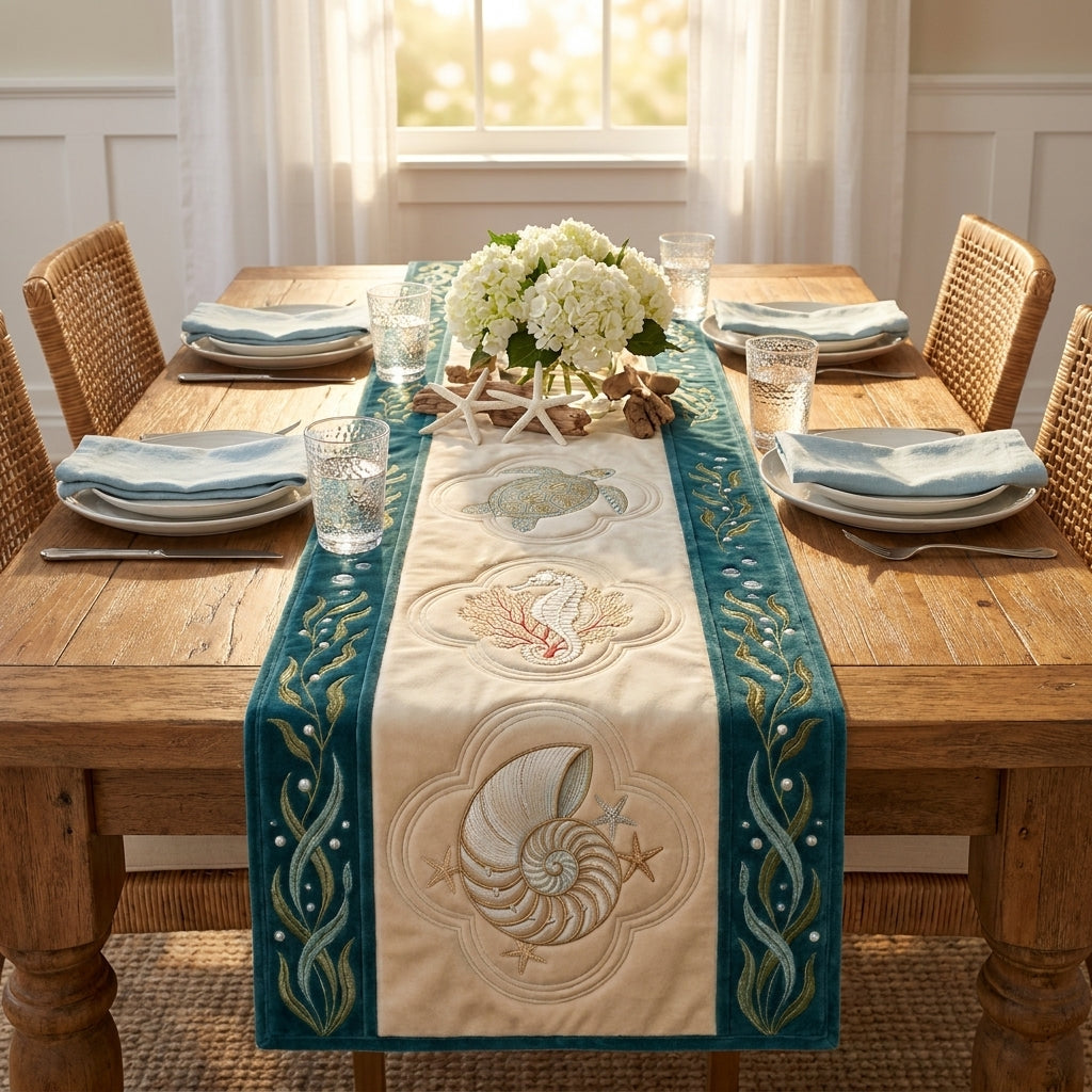💖The Majestic Sea Turtle Special Offer- Elegant Floral Premium Table Runner - Everyday Dining & Decor