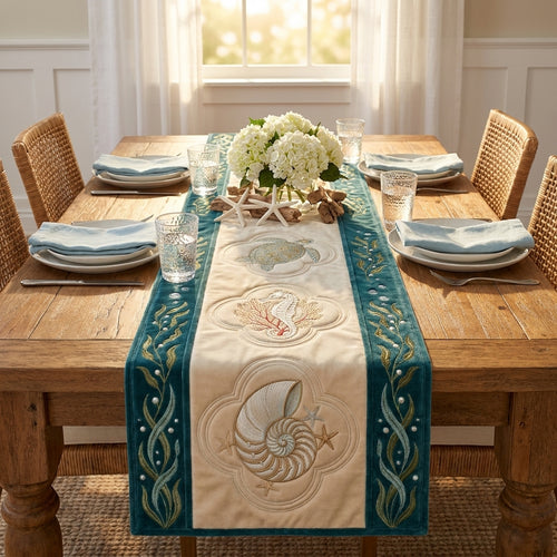 💖The Majestic Sea Turtle Special Offer- Elegant Floral Premium Table Runner - Everyday Dining & Decor