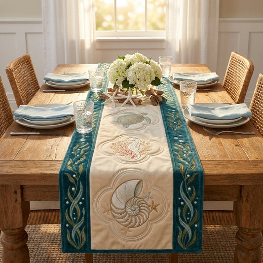 💖The Majestic Sea Turtle Special Offer- Elegant Floral Premium Table Runner - Everyday Dining & Decor